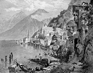 View of Hallstatt around 1860, Upper Austria