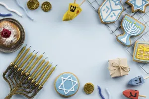 Top view hanukkah concept with copy space 1