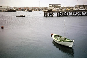 View over the harbour for fishing trawlers, Reykjavik, Iceland 1972