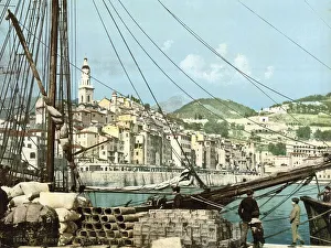 View from the harbour, Menton on the Riviera