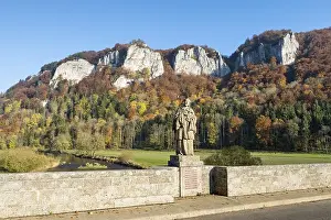 View from the Hausener bridge with the statue of St