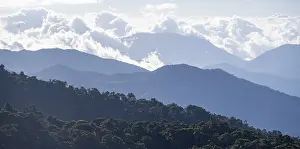View of hills with cloud forest