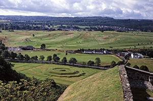 View of historic earthworks 1627-29 known as The King's Knot from Stirling Castle, Scotland, UK in 1980