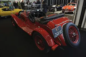View from behind of historic sports car classic car pre-war car 30s Alfa Romeo 6c 1750