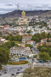 View of Holy Trinity Cathedral of Tbilisi from Narikala fortress