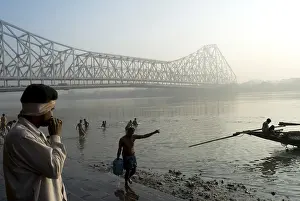 View of Howrah Bridge (Rabindra Setu) from Ghat On The River Hooghly A miracle of engineering skill