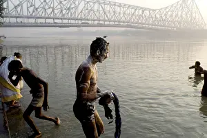 View of Howrah Bridge (Rabindra Setu) from Ghat On The River Hooghly A miracle of engineering skill