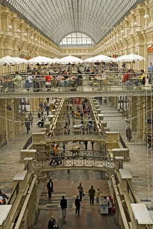 View inside of the biggest Shoppingcenter of Town The GUM in Neo Oldrussian Style