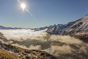 View from the Kaiser Franz-Josef Hoehe on the Grossglockner High Alpine Road to the surrounding mountains