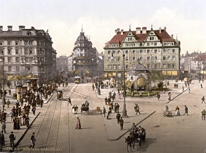 Historical Photo Prints: View of Karlsplatz, Munich, from Karlsplatz (Karlsplatz) in the direction of the main railway station
