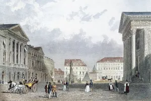 View of Karlsruhe, about 1845, Marktplatz square