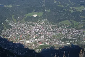 View from the Karwendel to the village of Mittenwald