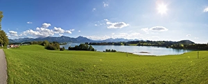 Category Mountain Landscapes Prints: View over Lake Forggensee, Upper Bavaria