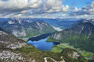 A view of the lake of Hallstatt from the Dachstein Mountains in Austria