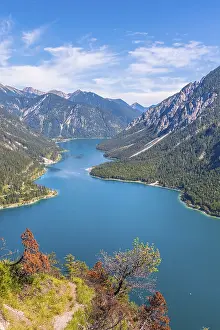View of Lake Plansee, Schoenjoechl at the back