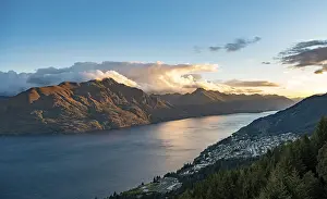 View of Lake Wakatipu, evening mood