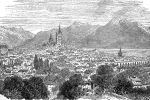 View from Lausanne in Switzerland in 1870