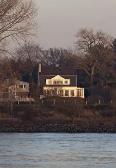 View from the left bank of the Rhine of the house of the painter Max Clarenbach