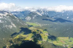 View over Leutasch with Arnspitze and Karwendel