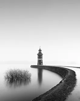 View of the lighthouse at the Lower Grossteich Baernsdorf near Moritzburg near Dresden