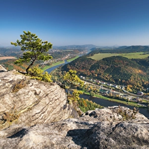 View from Lilienstein to the Elbe river