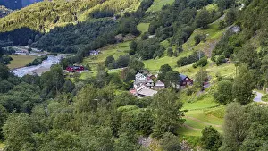 View on little village from the most beautiful train journey Flamsbana between Flam