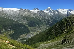 View of the Loetschental, the village of Blatten on the valley floor