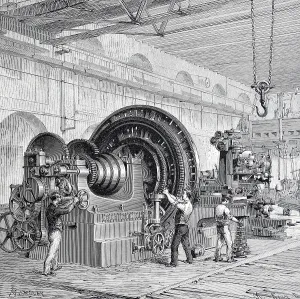 View into a machine factory for machine tools