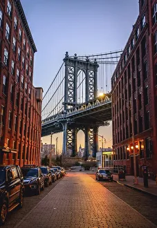 View from Main Street to Manhattan Bridge and Empire State Building