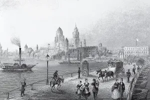 View of Mainz, about 1850, historic cityscape