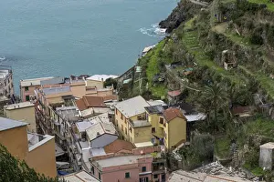 View of manarola from the trail 531 in Cinque Terre