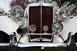 View of the front of an MG, vintage car