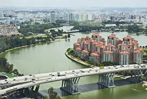 Framed Print : The top view for modern residential areas of Singapore