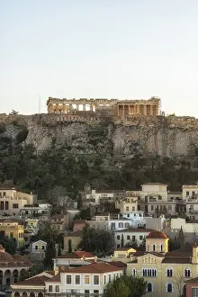View of Monastiraki Square and acropolis in the distance