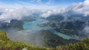 Category Mountain Landscapes Prints: View of Mondsee from Schafberg