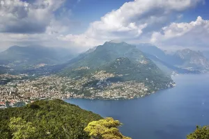 View of Monte Bre mountain Lake Lugano from Monte San Salvatore