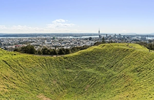 View from Mount Eden, volcanic craters
