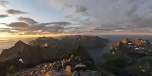 View over mountain peaks and sea
