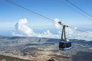 Category Mountain Landscapes Prints: View from the mountain station in the crater of the volcano Teide with gondola of the cable car