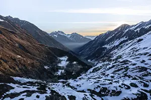 View of the mountain valley, evening mood