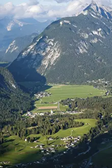 View over mountain valley, Leutasch with Arnspitze