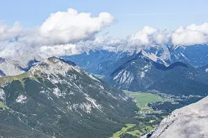 View over mountain valley, Leutasch with Arnspitze