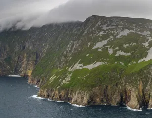 A view of the mountains and cliffs of Slieve League on the northwest coast of Ireland