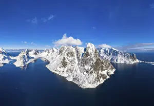 View of mountains and fjords near Reinebringen