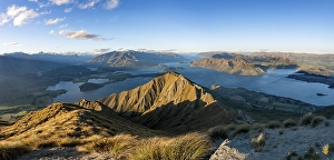 View of mountains and lake from Mount Roy