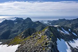 View of mountains and landscape from the top of Rundfjellet