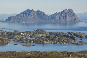 Category Scandinavia Prints: View from Mt Glomtinden of the village of Kabelvag