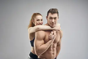 Side view of muscular shirtless man