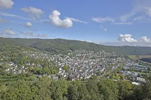 View from Nassau Castle to cityscape with Lahn valley and Westerwald