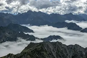 View from the Nebelhorn summit to mountains of the Allgau Alps